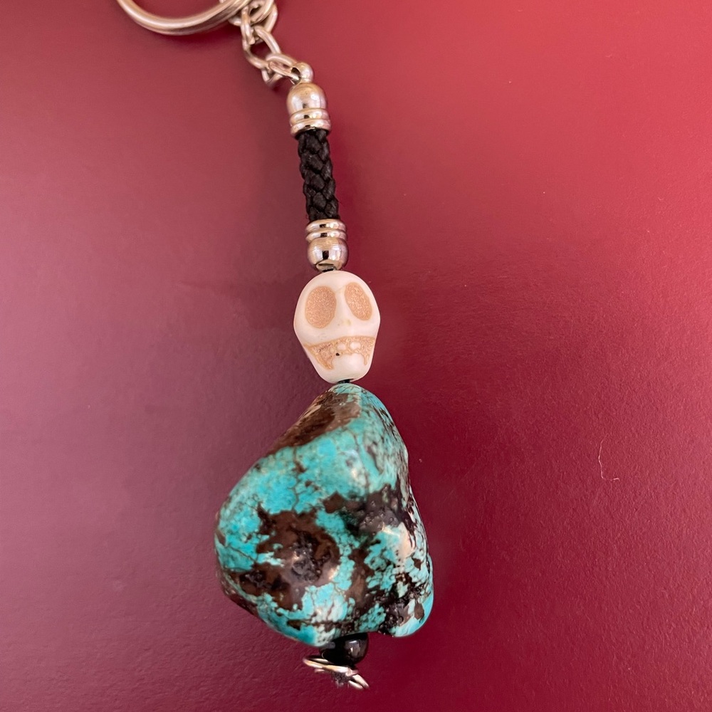 Skull Turquoise Handmade Keychain - Picture 2 of 3